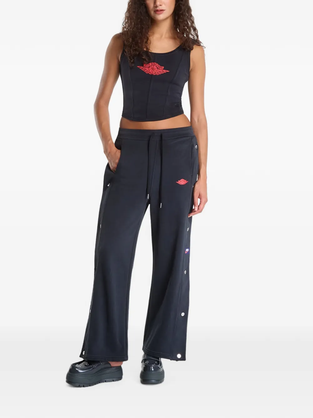 Jordan Flight Fleece trainingsbroek met drukknoop Zwart