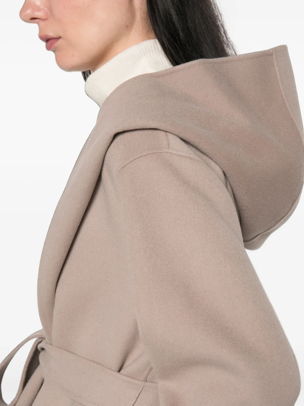 'S Max Mara Romolo jas met capuchon en ceintuur Beige
