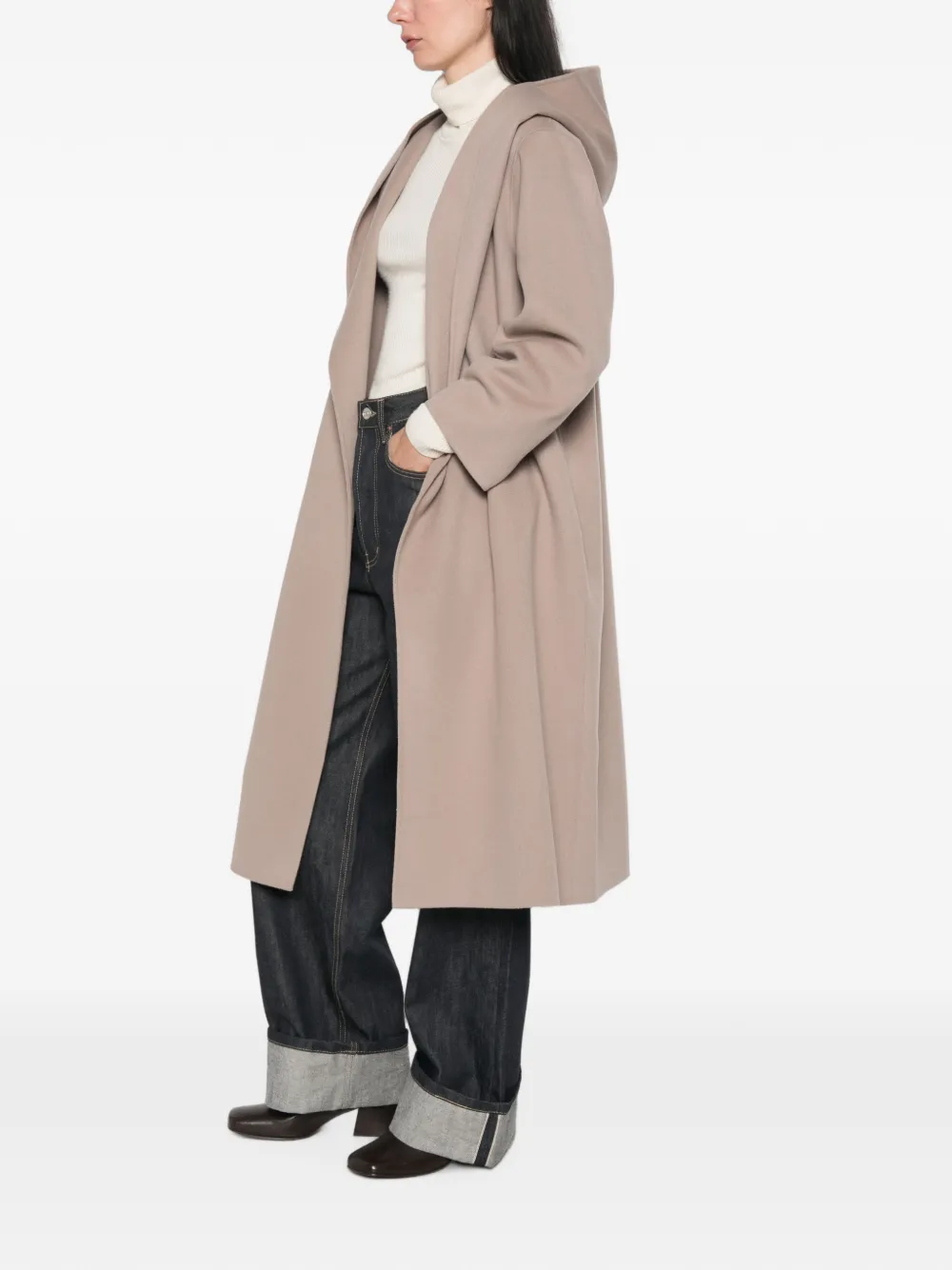 'S Max Mara Romolo jas met capuchon en ceintuur Beige