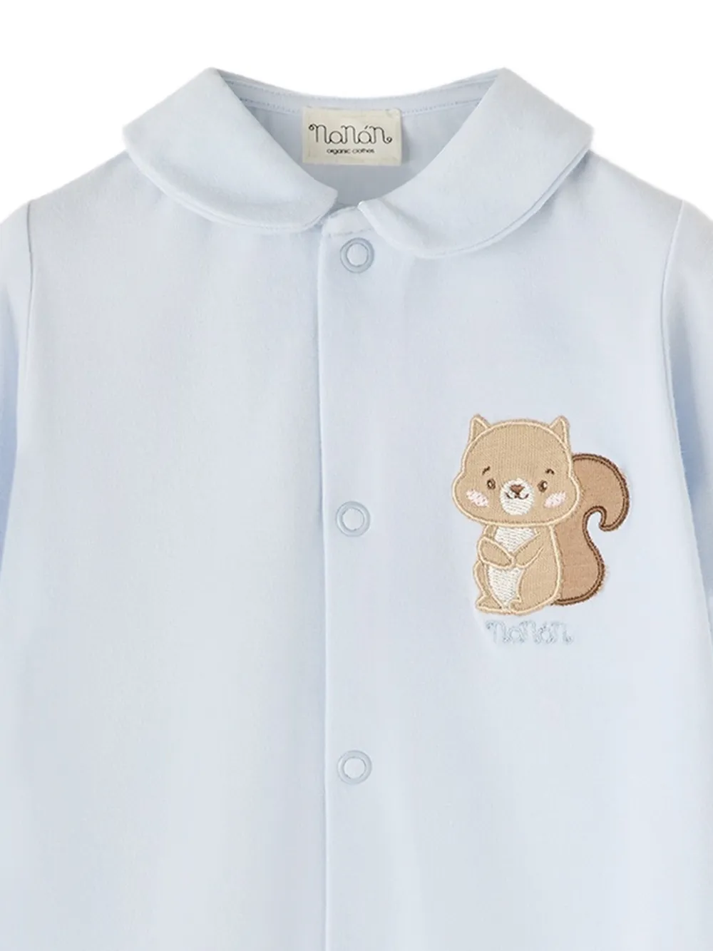 NANAN Pyjama met Peter Pan-kraag en geborduurde eekhoorn Blauw