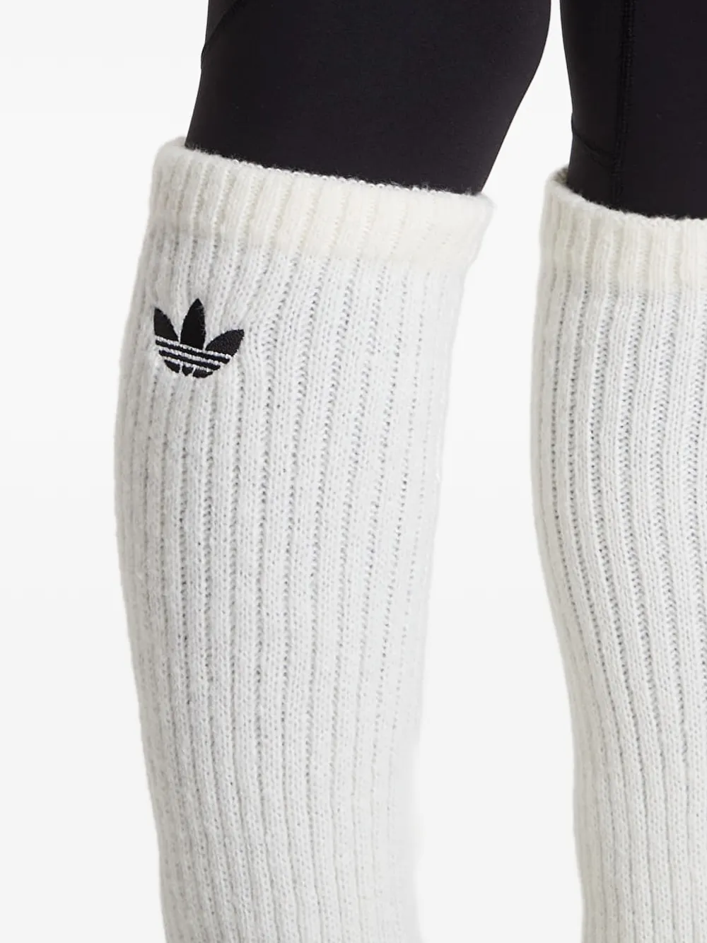 adidas logo-embroidered ribbed leg warmers Wit