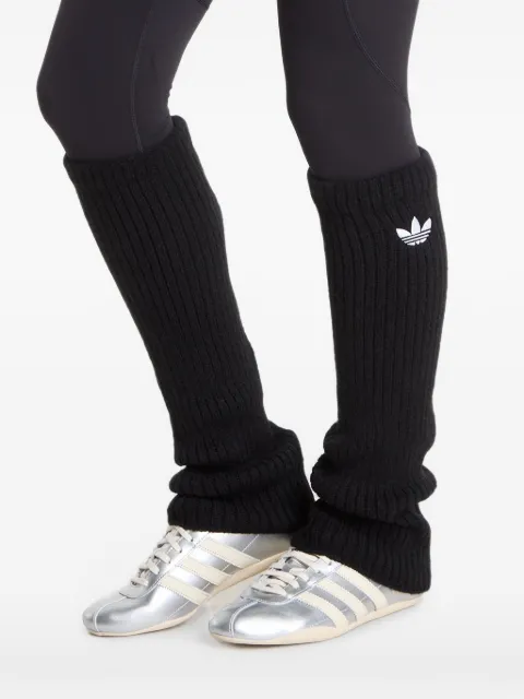 adidas Trefoil-embroidered ribbed-knit leg warmers
