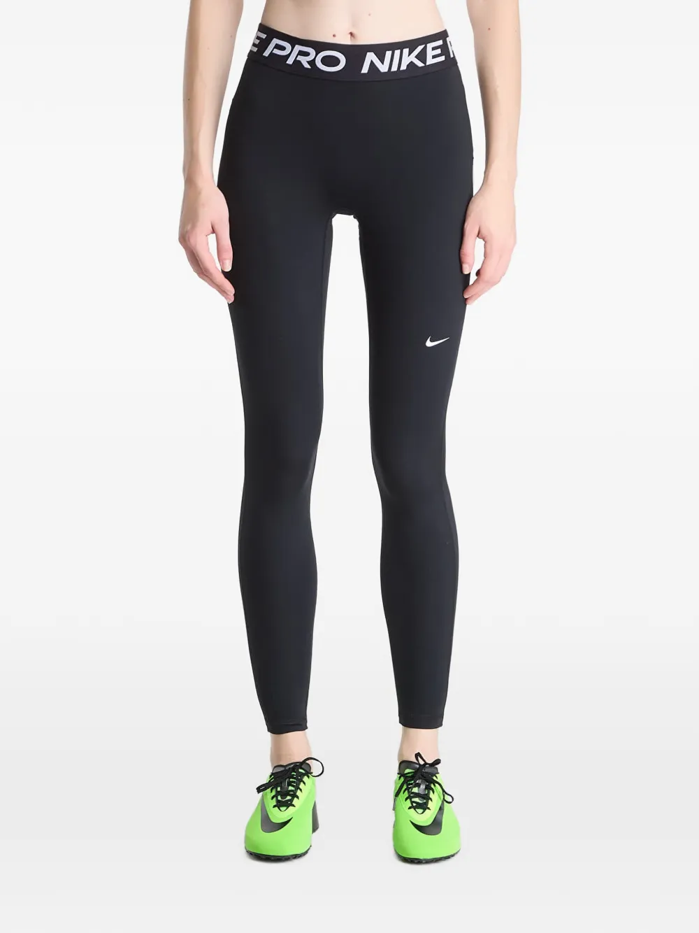 Nike Pro logo-waistband leggings Zwart
