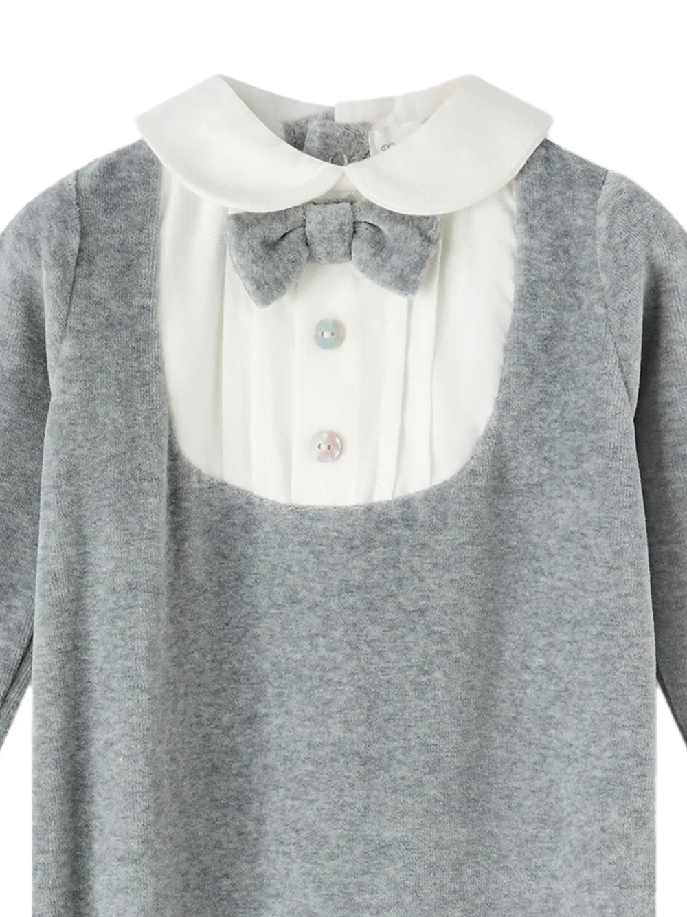 NANAN Pyjama met fluwelen afwerking en strikdetail Grijs