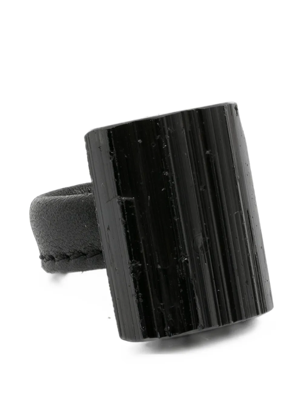 Monies sculptural leather-strap ring - Nero