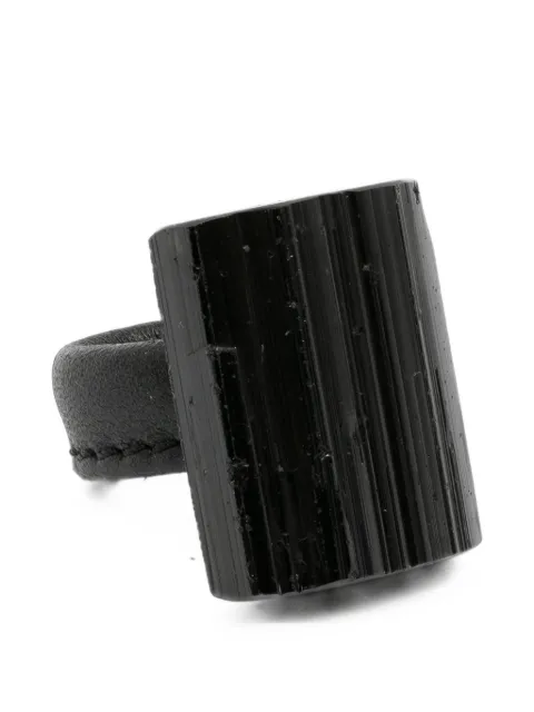 Monies sculptural leather-strap ring