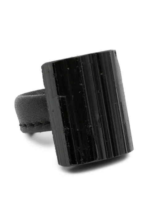 Monies sculptural leather-strap ring