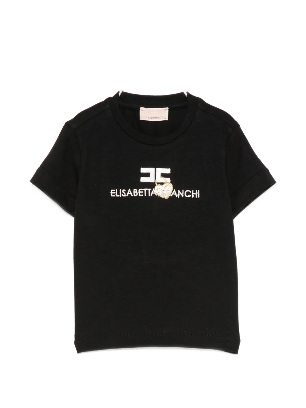Elisabetta Franchi La Mia Bambina logo-embroidered heart-motif T-shirt - Nero