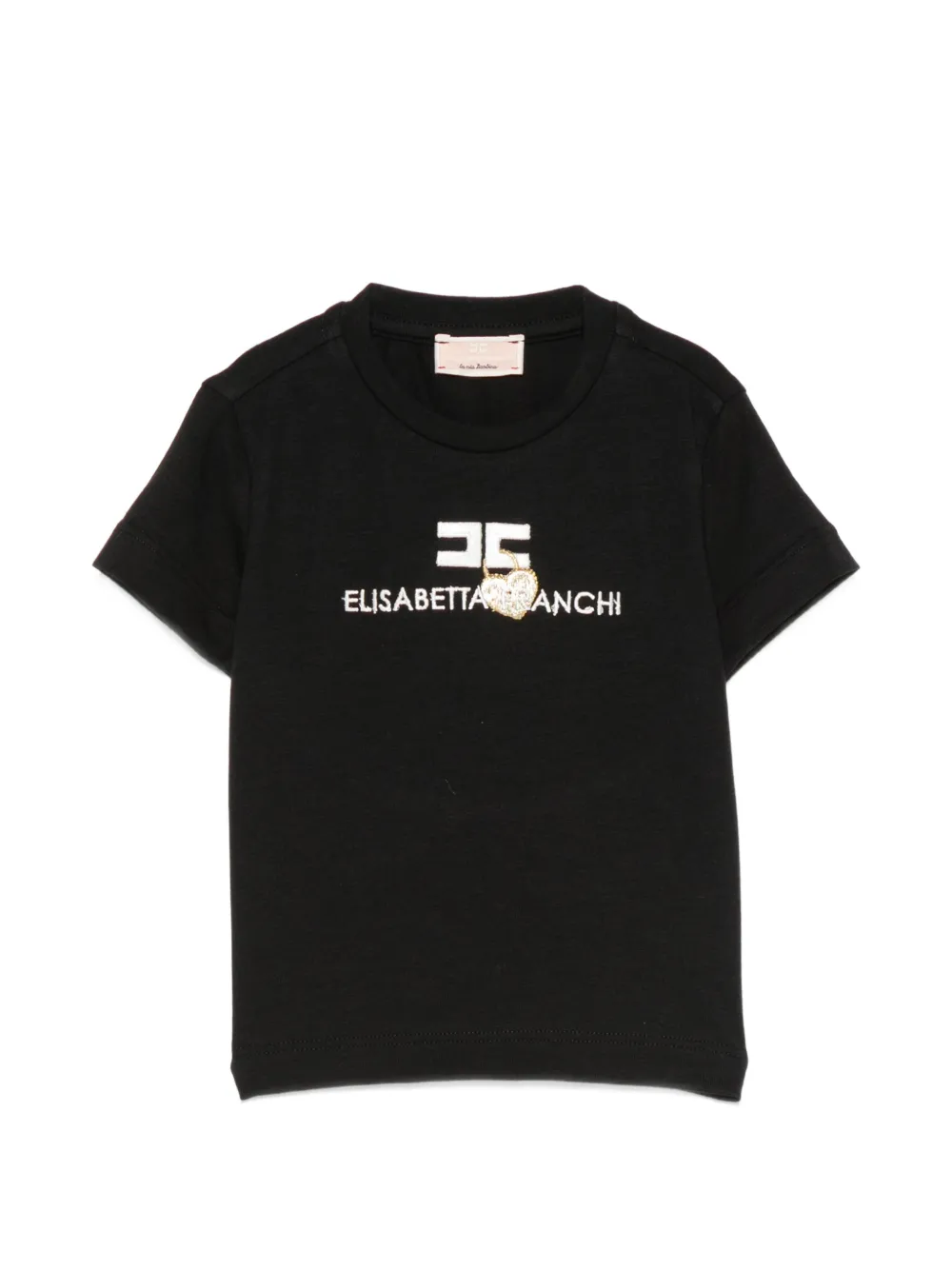 Elisabetta Franchi La Mia Bambina logo-embroidered heart-motif T-shirt - Nero