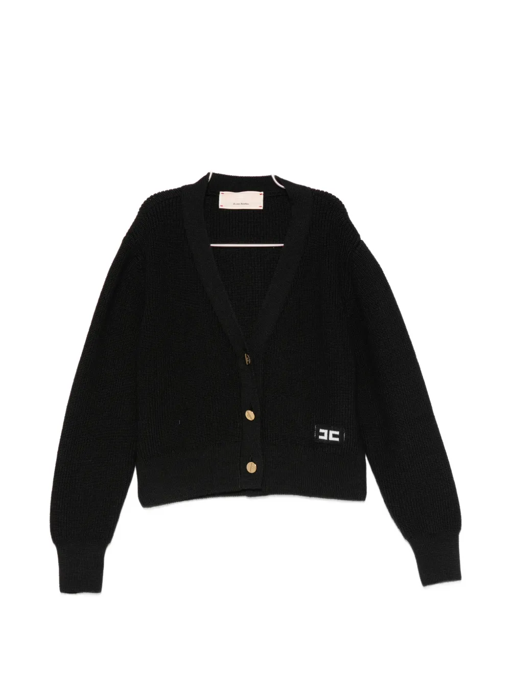 Elisabetta Franchi La Mia Bambina logo-patch V-neck cardigan - Nero