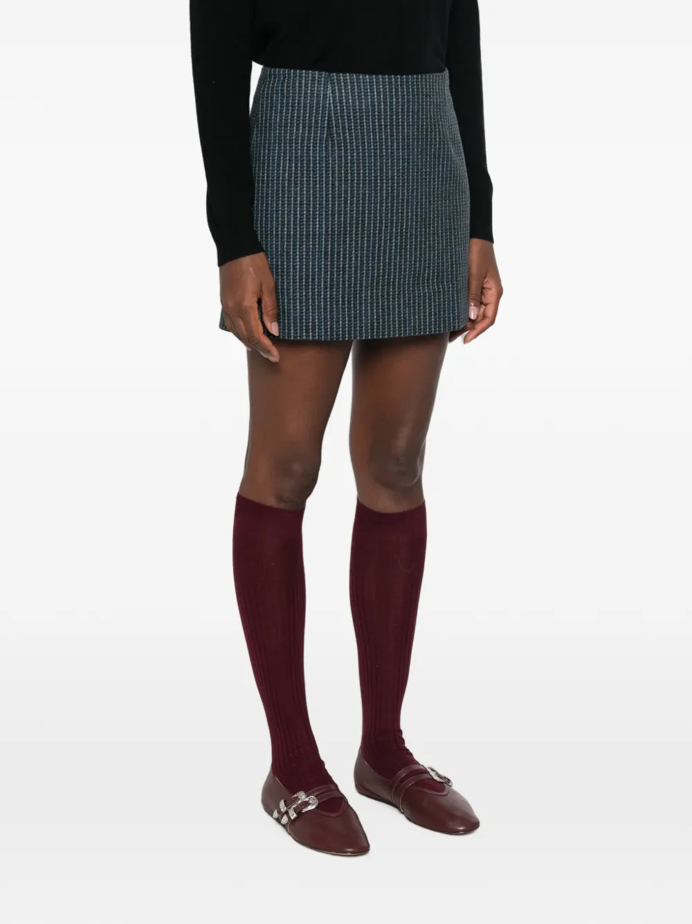 Stella Nova Geruite mini-rok met A-lijn Blauw