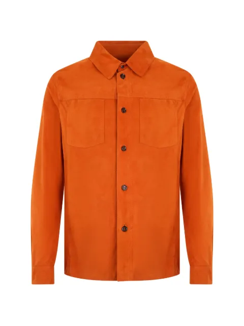 Moorer button-fastening leather shirt jacket