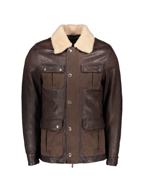 Moorer padded shearling-collar jacket