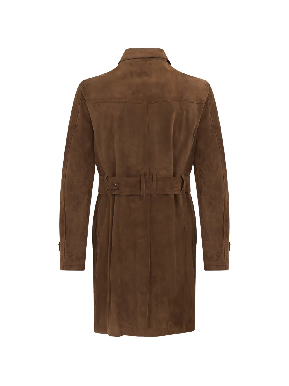 Moorer Vitruvio leren trenchcoat met dubbele rij knopen Bruin