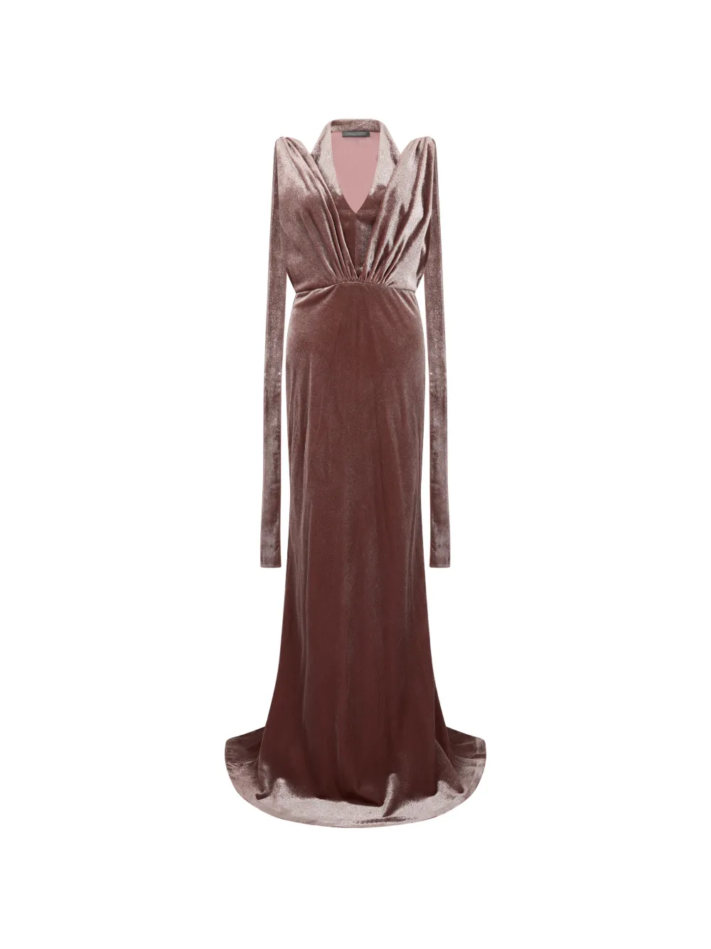Alberta Ferretti velvet-texture long-sleeved fitted maxi dress Roze