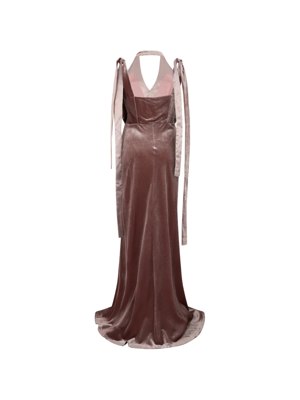Alberta Ferretti velvet-texture long-sleeved fitted maxi dress Roze