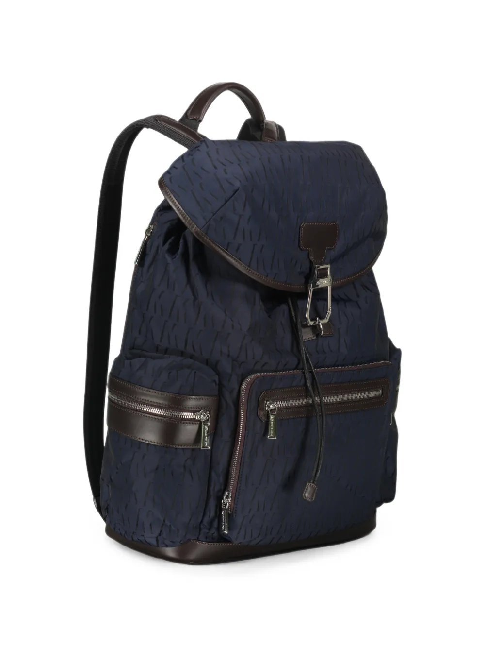 Moorer Rugzak met trekkoord en logo-patroon Blauw