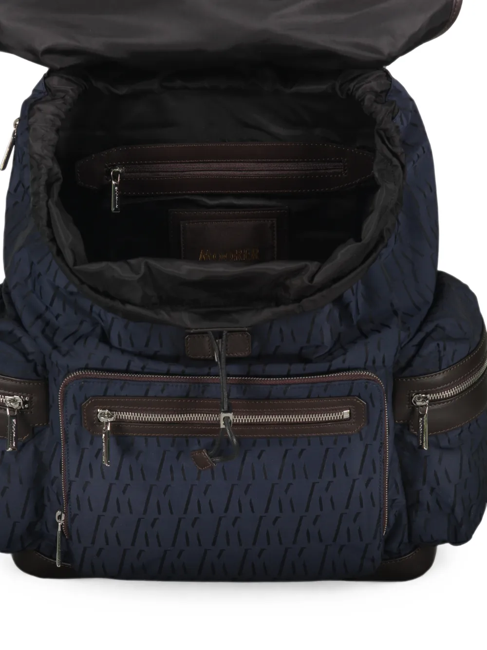 Moorer Rugzak met trekkoord en logo-patroon Blauw
