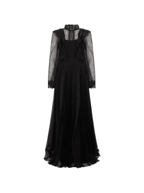 Alberta Ferretti ruffled pleated panelled flared maxi dress