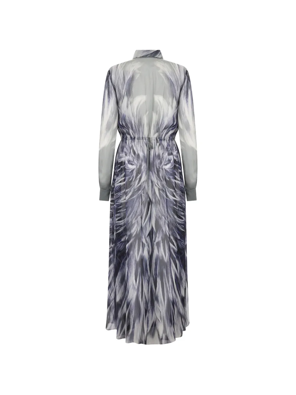Alberta Ferretti Zijden maxi-blousejurk met grafische print Grijs