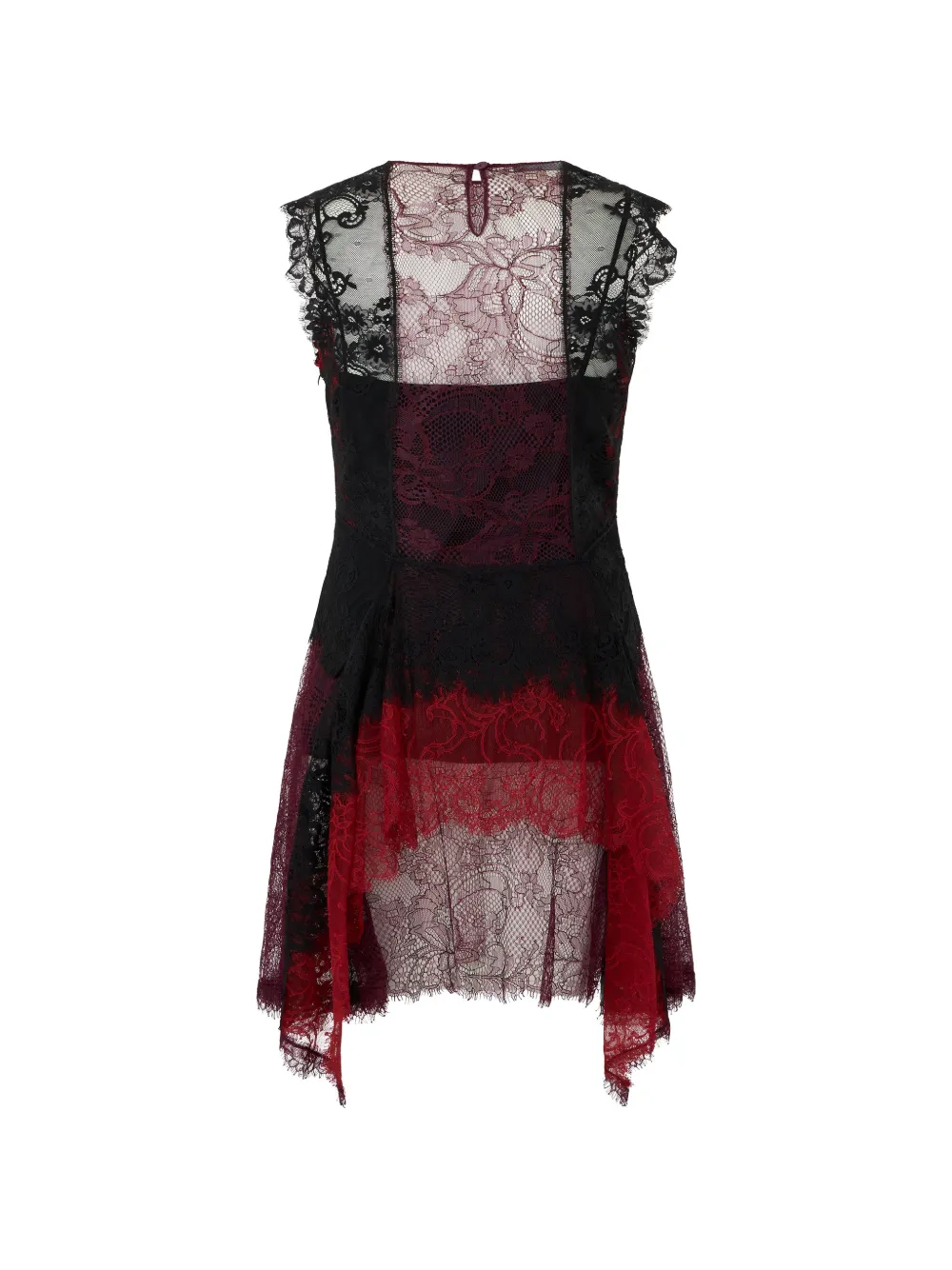 Alberta Ferretti lace-panelled asymmetric flared mini dress Zwart