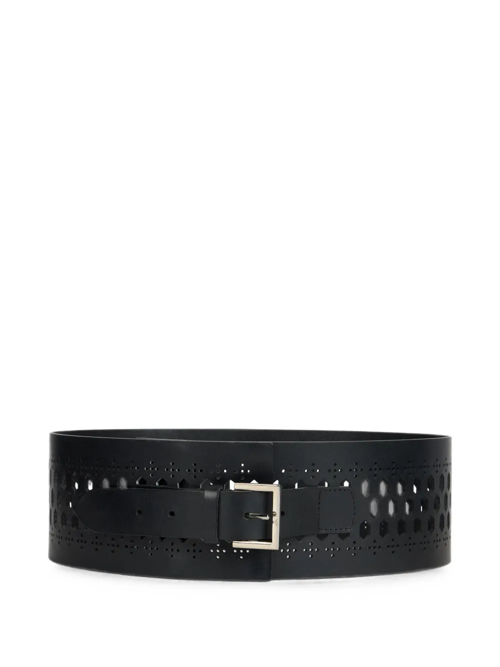 Alberta Ferretti Perforated Leather Belt In Black