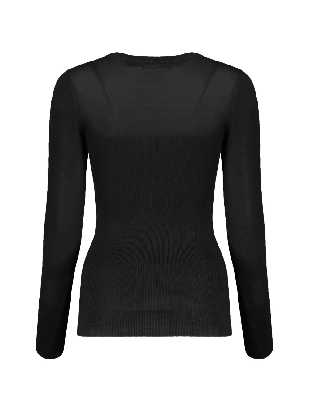Moorer Ribgebreid T-shirt Zwart