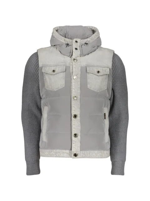 Moorer hooded removable-sleeve jacket