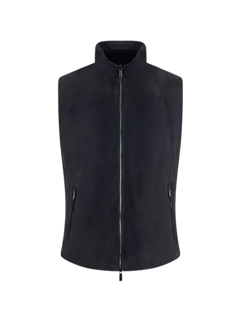 Moorer suede high-neck gilet