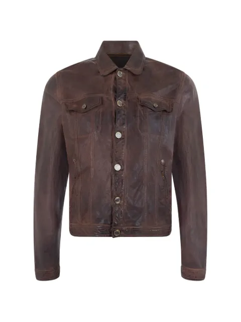 Moorer button-up leather jacket