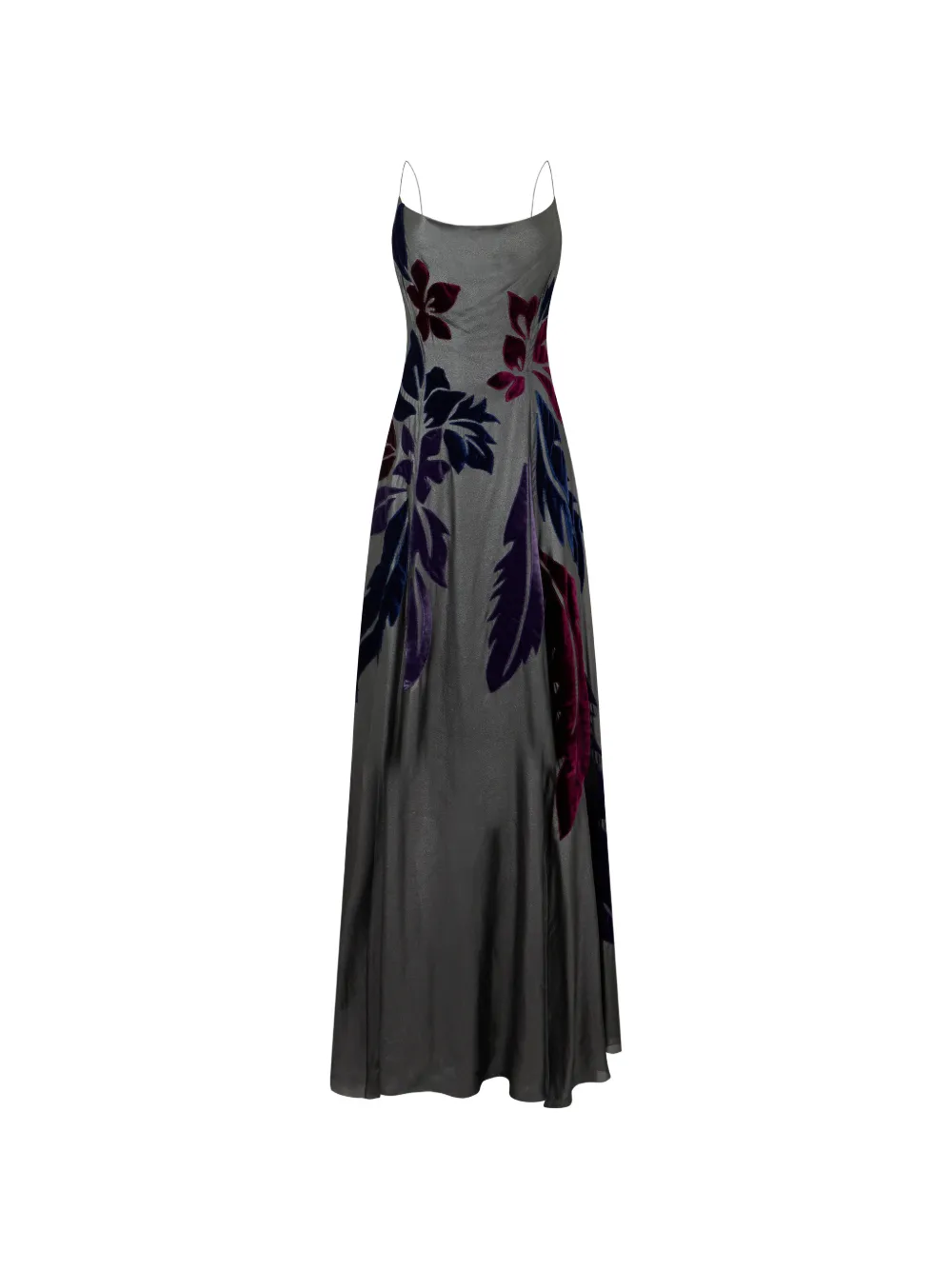 Alberta Ferretti floral-devoré spaghetti-strap flared maxi dress - Grau