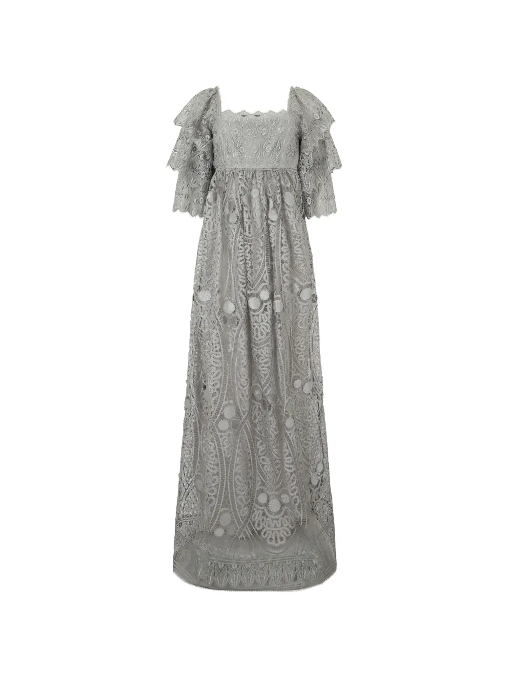 Alberta Ferretti lace puff-sleeve maxi dress - Grigio