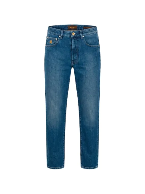 Moorer straight-leg logo-patch jeans