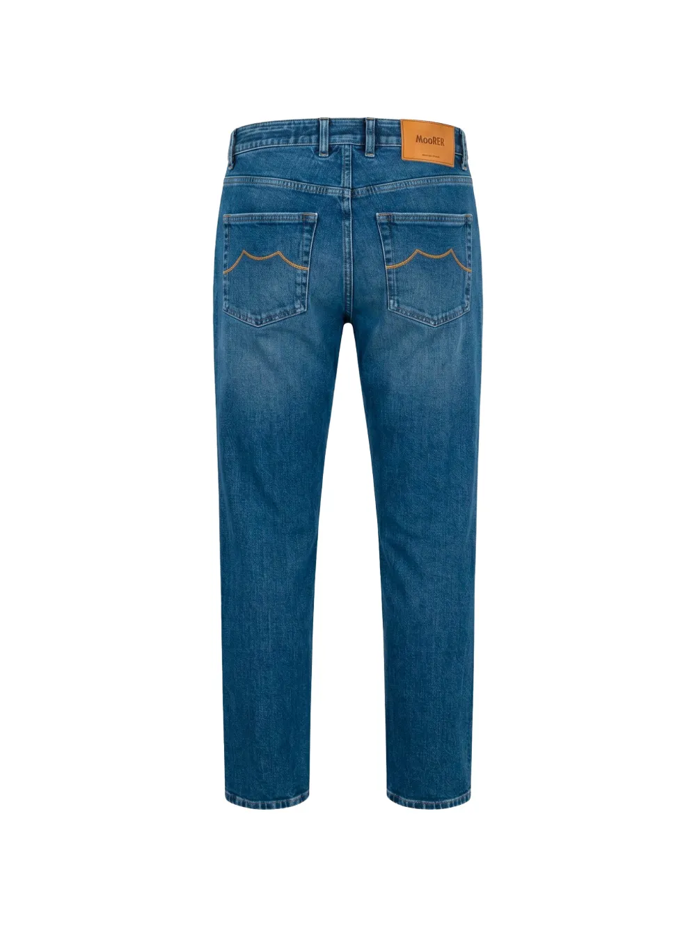 Moorer Straight jeans met logopatch Blauw