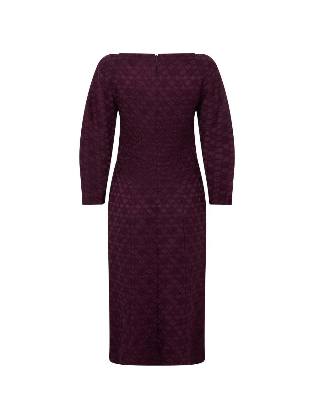 Alberta Ferretti Midi-jurk met geometrisch patroon en lange mouwen Rood