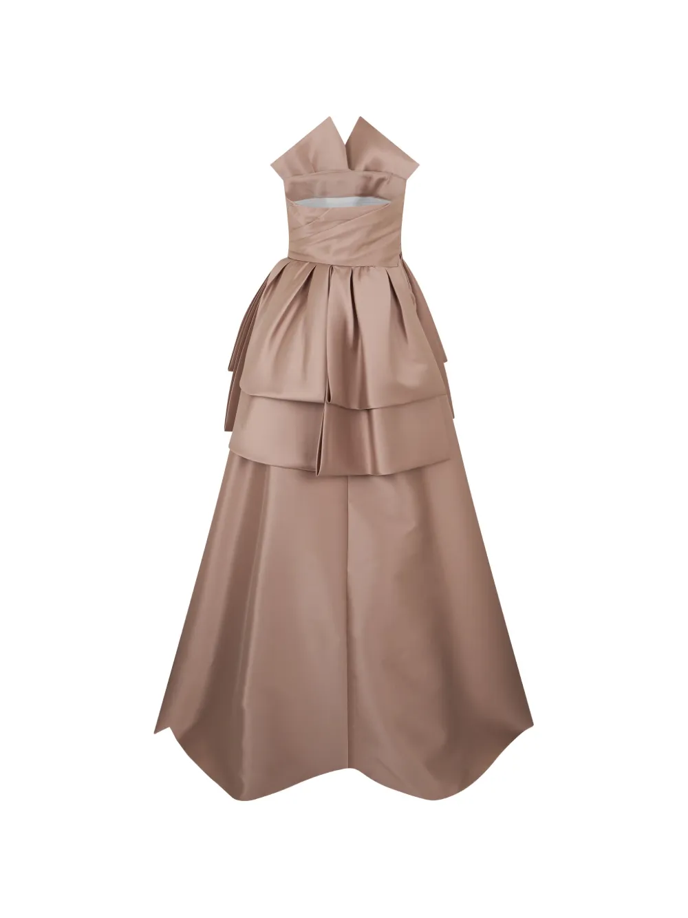 Alberta Ferretti Asymmetrische gelaagde maxi-jurk Bruin