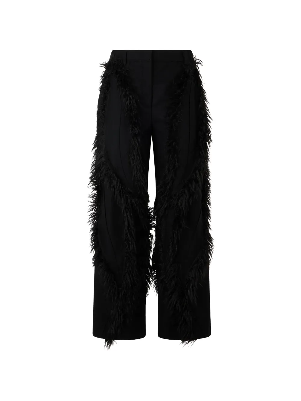 Alberta Ferretti frayed-detail wide-leg trousers - Nero