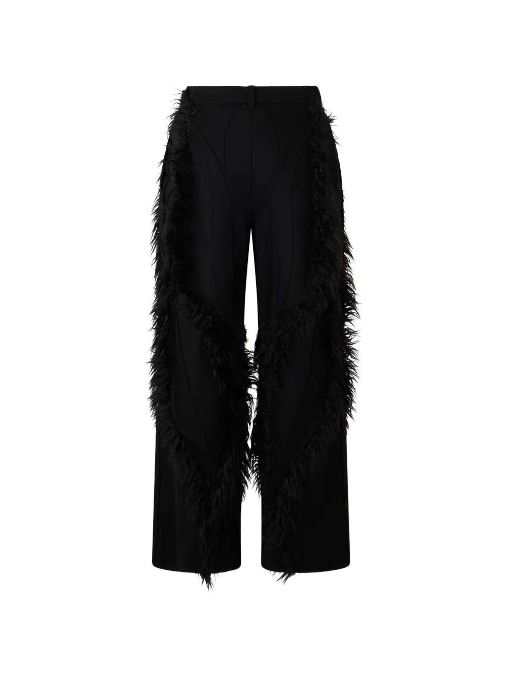 Alberta Ferretti Broek met wijde pijpen en franje Zwart