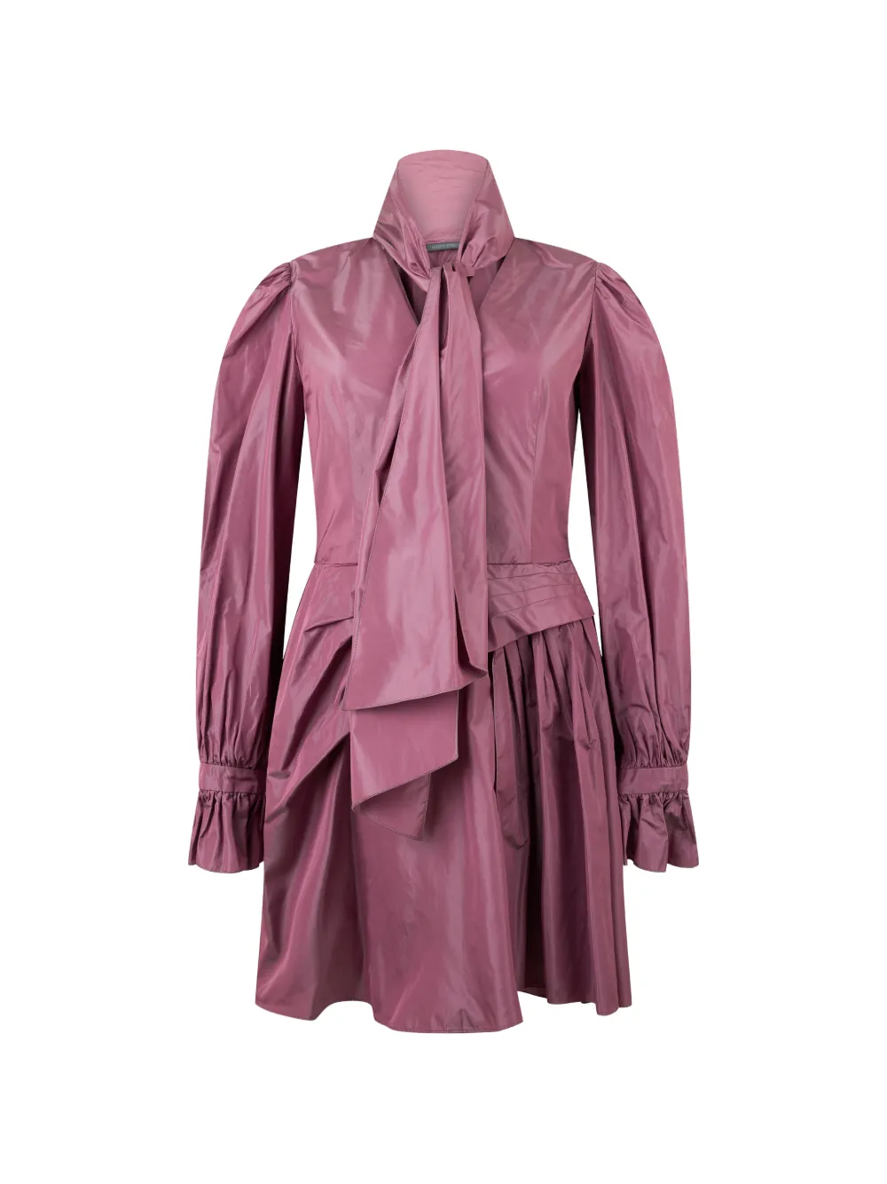 Alberta Ferretti pussy-bow ruffled-cuff mini dress