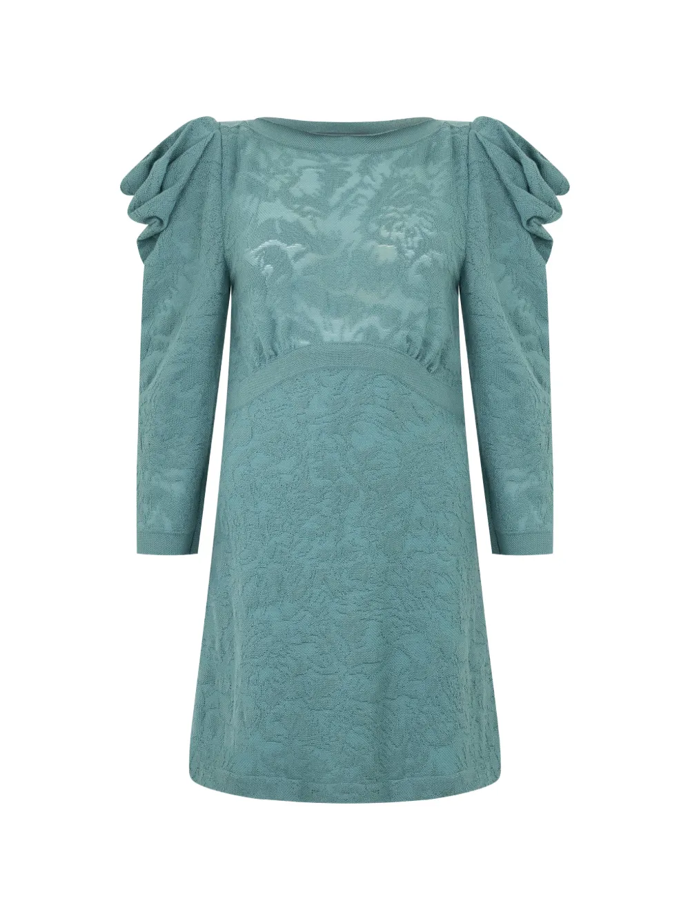 Alberta Ferretti ruffled-sleeve virgin wool mini dress Blauw