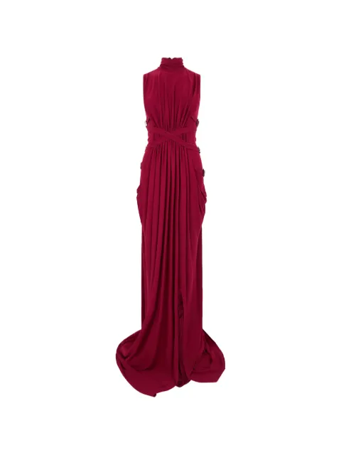 Alberta Ferretti draped buckled-strap maxi dress