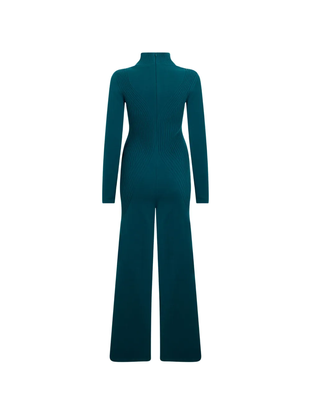 Alberta Ferretti Ribgebreide jumpsuit met hoge hals Blauw