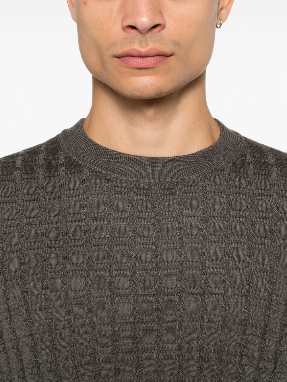 Emporio Armani textured-knit sweater Grijs