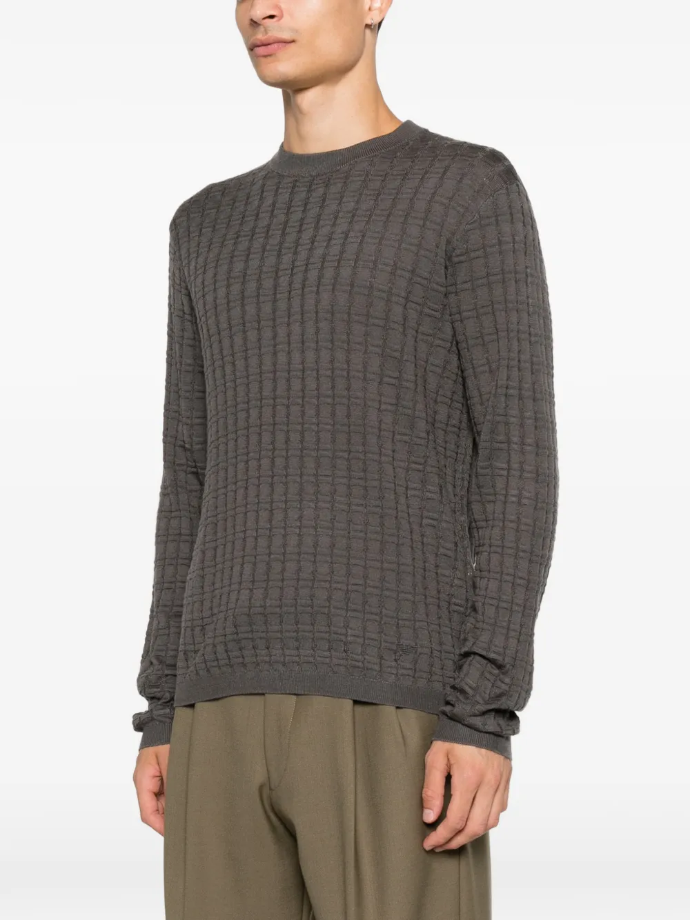 Emporio Armani textured-knit sweater Grijs