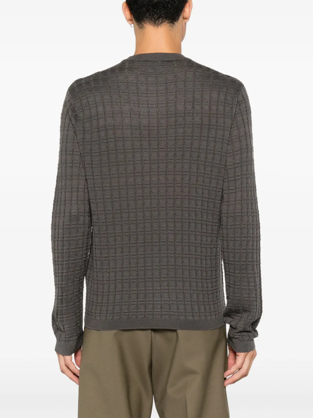Emporio Armani textured-knit sweater Grijs