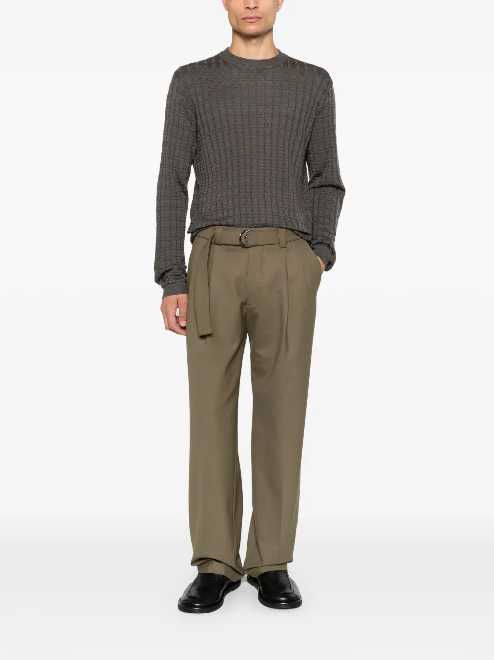 Emporio Armani textured-knit sweater Grijs