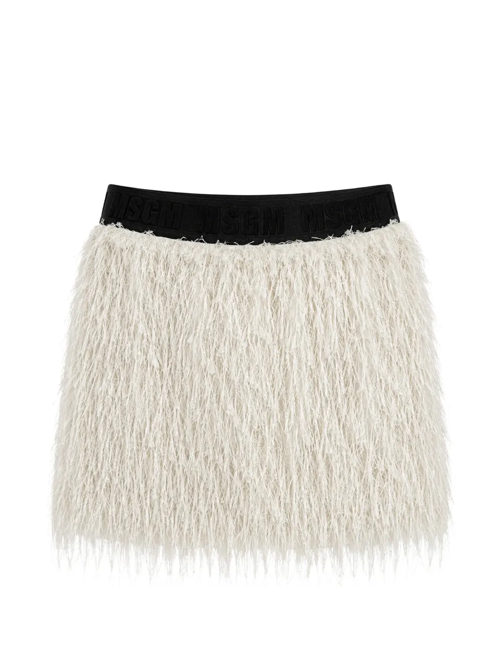MSGM Kids Rok met logoband en franje Beige