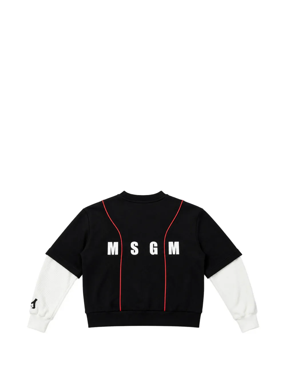 MSGM Kids logo-print layered-sleeve sweatshirt Zwart