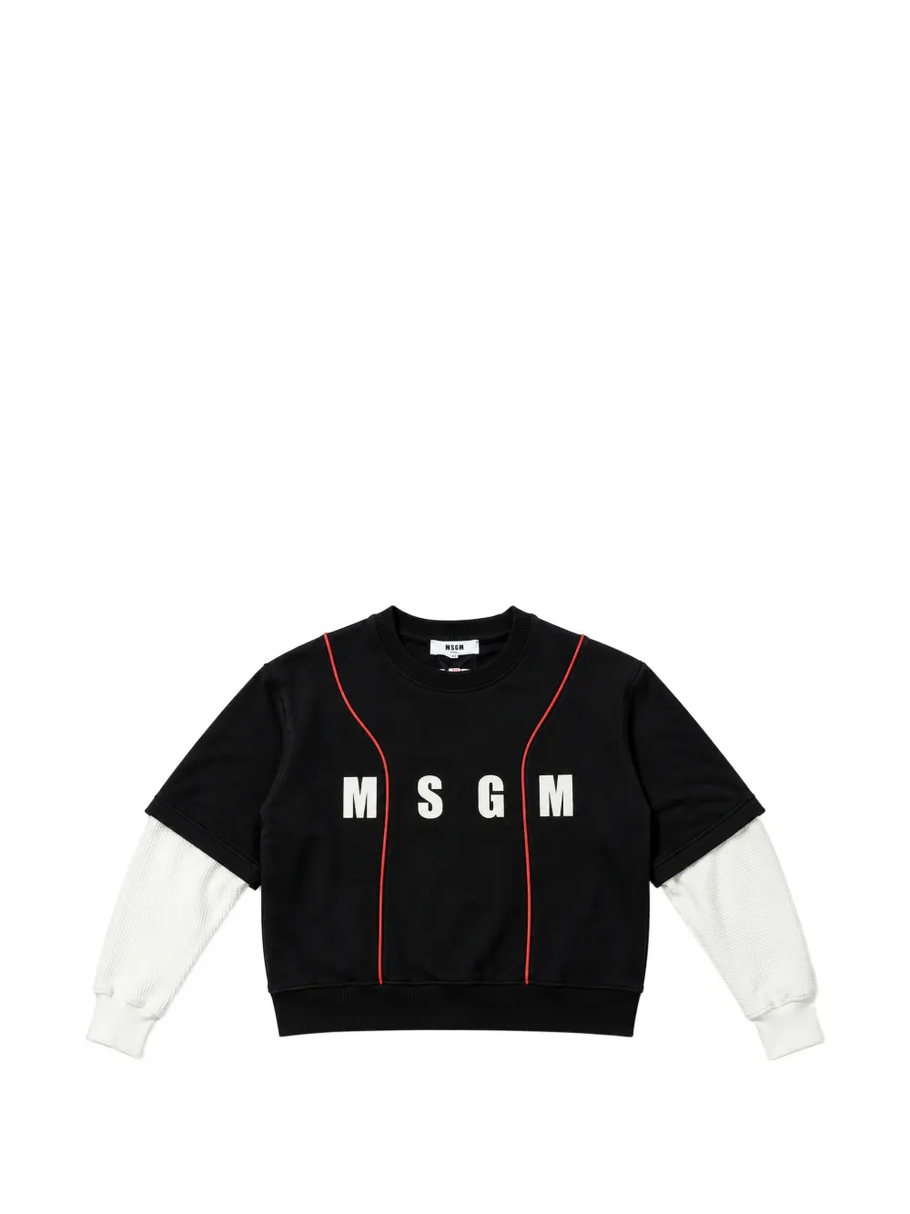 MSGM Kids logo-print layered-sleeve sweatshirt Zwart