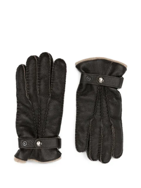Gran Sasso grained-leather press-stud gloves